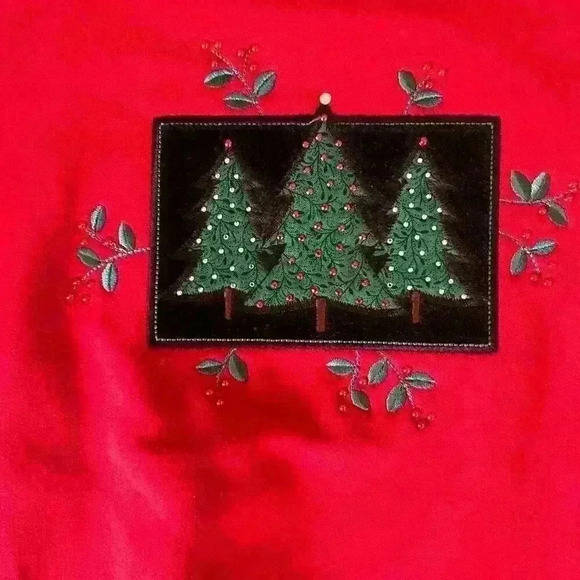 Vintage 90s Grandma Christmas Embroidered Sweatshirt Mock Neck Size 1X excellent - Picture 3 of 7